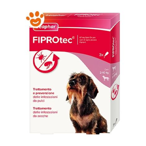 Beaphar Dog Fiprotec Spot-On Taglia Piccola 2-10 Kg  - Beaphar Dog Fiprotec Spot-On Taglia Piccola 2-10 Kg - Confezione Da 3 Pipette