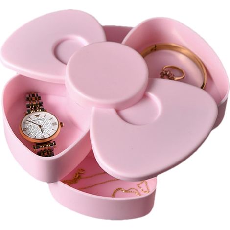 Organisateur rotatif, petit organisateur de boucles d'oreilles à 2 niveaux Boîte à bijoux de voyage en forme de nœud avec (1/5)