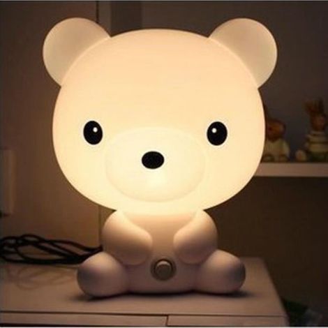 Veilleuse Lampe de Nuit Chevet Table Ours Blanc Chaud pour Chambre Enfant Bébé - 25 x 20 x 18 cm