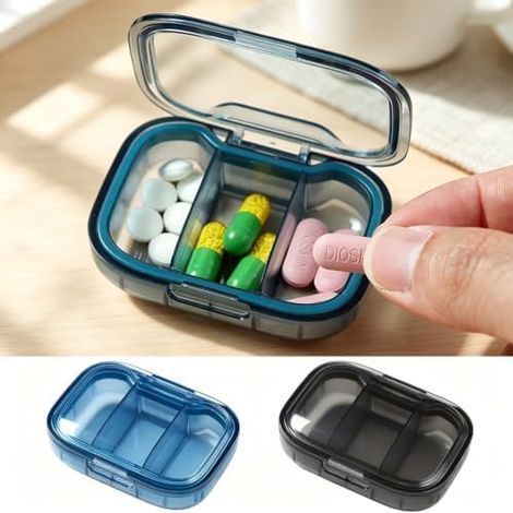 Lot de 2 mini boîtes de rangement en plastique noir et bleu avec couvercle – Organiseur de voyage pour bijoux, cartes, travaux manuels et petits articles quotidiens portables (1/5)