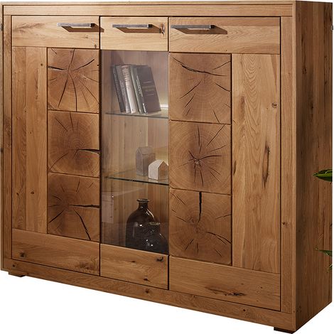 Highboard 150cm breit, Wildeiche massiv geölt, montiert, WINNIPEG-69 (1/5)