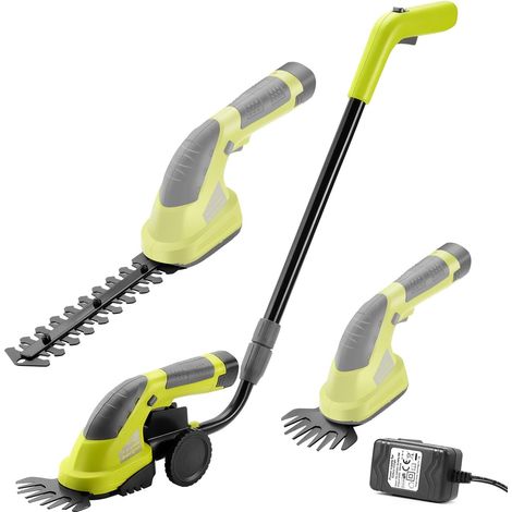 1 Cisaille à Gazon, 2 en 1, Batterie 7,2V, Manche Télescopique, Lames Interchangeables, Pour Jardin