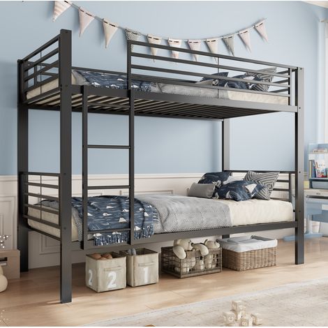 Letto a castello per bambini 90x200 cm in metallo nero, scala reversibile - CHICFURN (1/5)