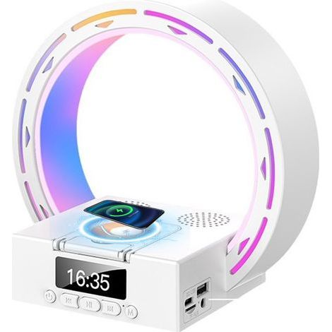 Lampe de chevet sans fil avec haut-parleur Bluetooth 5 en 1 LED et réveil numérique pour chambre à coucher et bureau (1/5)