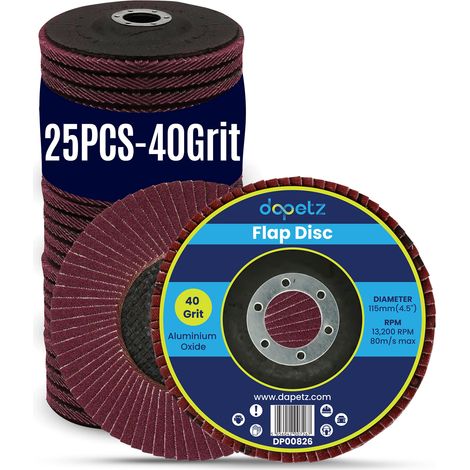 Dapetz ® Flap Discs Aluminum Oxide 40 Grit 115mm 4.5 inches Sanding Grinding Wheels Disc for Angle Grinder Ideal for use Metal, Wood, and Stainless Steel - 25X (1/5)