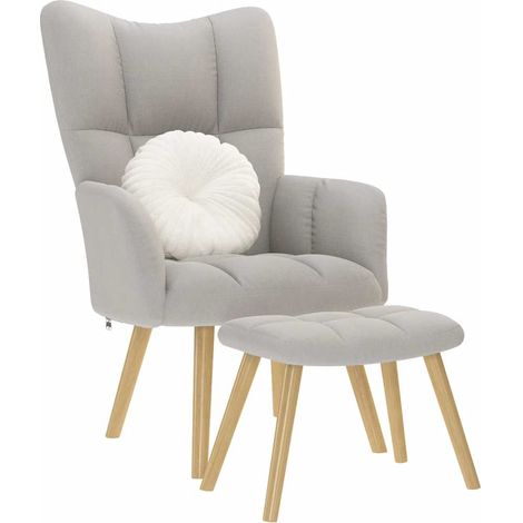 Maison Exclusive - Relaxsessel mit Fußhocker Wolkengrauer Stoff (1/5)