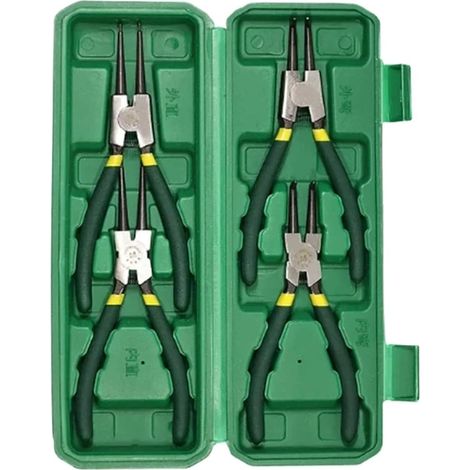 Lot de 4 Pinces à Circlips 7 Pouces - Droites et Coudées - Pour Circlips Intérieurs et Extérieurs - Bec Long - Outil de Retrait et Installation (1/5)
