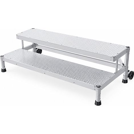 Montagetritt  aus Aluminium - 2 Stufen - Breite 2.00m - Hinterräder - MP2-200-RA (1/5)