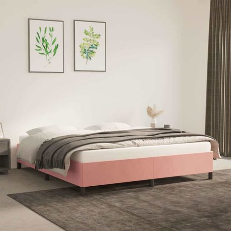 Cadre de lit avec sommier à lattes 180 x 200 cm en velours rose, sans matelas - PANGIVO (1/5)