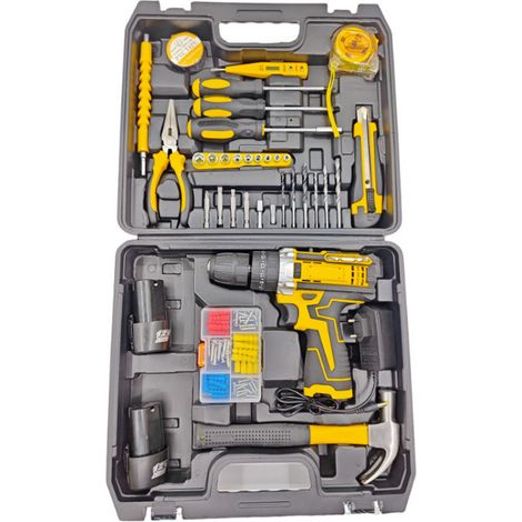 Perceuse Visseuse Sans Fil 12V, Perceuse Électrique Multifonction avec 2 Batteries Lithium et Chargeur, Tournevis Électrique Compact pour Bricolage