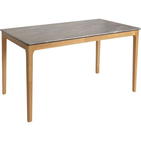 Mesa de comedor HHG-642, mesa de comedor, madera maciza HDF laminado melamina 135x80cm, aspecto mármol/piedra, patas color claro