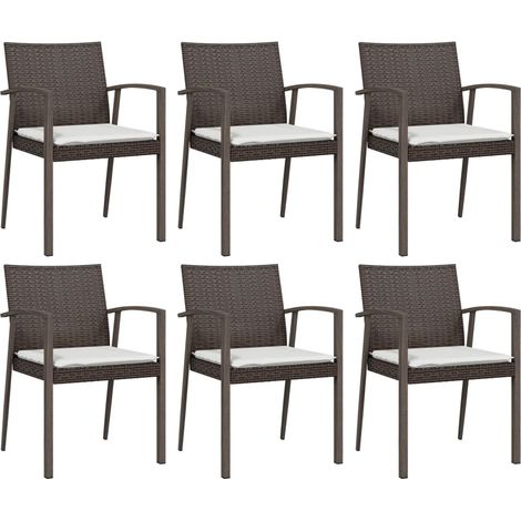 Maison Exclusive - Sedie Giardino con Cuscini 6pz Marroni 56,5x57x83 cm Polyrattan