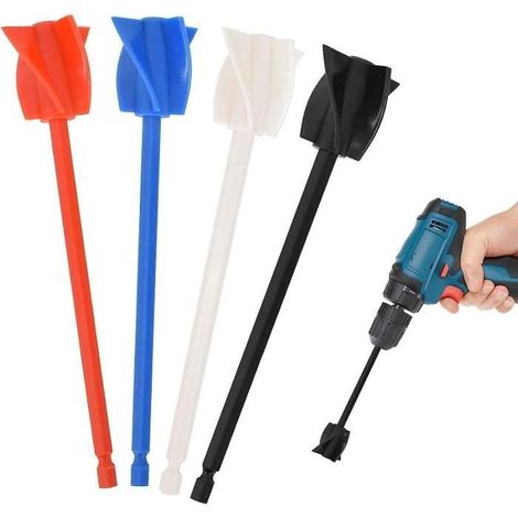 Mélangeur en plastique 4 pièces, accessoires pour mélangeur époxy, mélangeur époxy pour perceuse, mélangeur de peinture réutilisable (1/4)