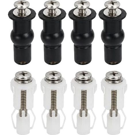 Kit de Fixation Abattant WC, Vis d'Expansion pour Lunette de Toilette, Fixations avec Écrous et Rondelles pour Siège WC à Trou Borgne, Remplacement Charnière Abattant Toilette (1/5)