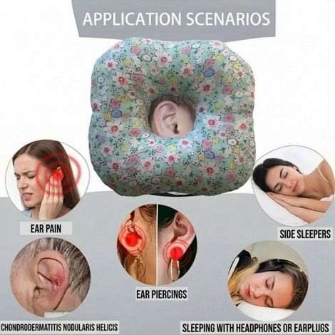 Oreiller de perçage d'oreille, oreiller de tête en forme de O pour éviter de serrer l'oreiller creux pour les dormeurs latéraux, (1/4)