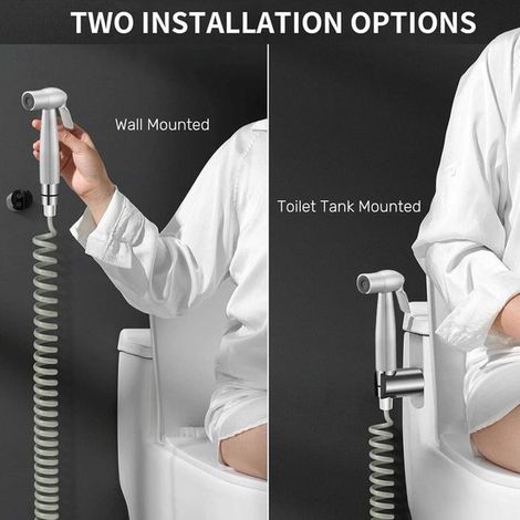 Set doccetta per WC, bidet e bidet con tubo flessibile da 150 cm e supporto, soffione in acciaio inox per l'igiene e il lavaggio degli animali domestici. (1/5)