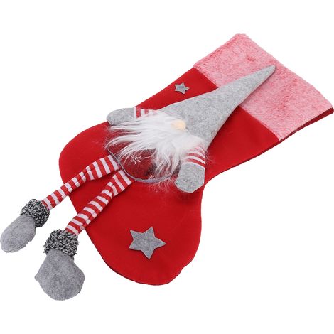 Weihnachtsdekoration: Gesichtsloser Plüsch-Weihnachtsmann, roter Anhänger für den Weihnachtsbaum (1/5)