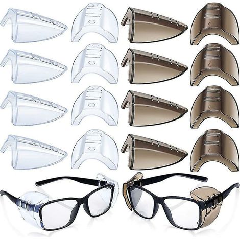 CREA 8 Pairs Safety Eye Glasses Side Protection Slip Clear Flexible Slip Shield