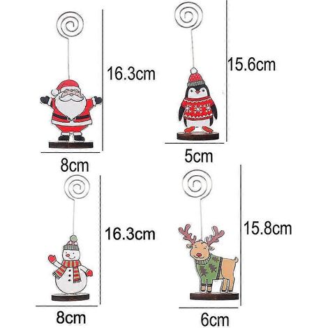4 soportes para tarjetas y notas navideñas de mesa, soportes para fotos y notas de papel. (1/4)