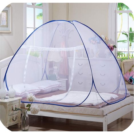 Moustiquaire en forme de dôme à installation facile, pliable, protège des insectes - Tente pop up pour lits et chambre à coucher, blanc, 180200150cm (1/5)