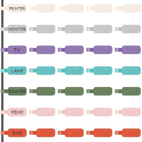 Etiquettes pour Câbles, Grand Format, pour Organiser et Identifier vos Câbles, Etiquette Multi Couleur pour Ecrire à la Main, Réutilisable 35 Pcs (1/5)