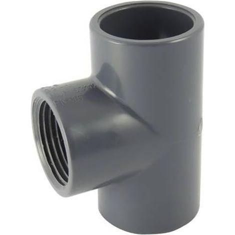 1 Té 90° Femelle, Dérivation Taraudée, PVC PN16, Raccord Hydraulique, Irrigation Piscine (1/3)