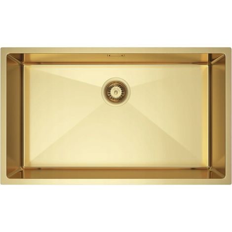 NAYES Einzelbecken-Spüle 74x44, Edelstahl, goldfarbene PVD-Beschichtung