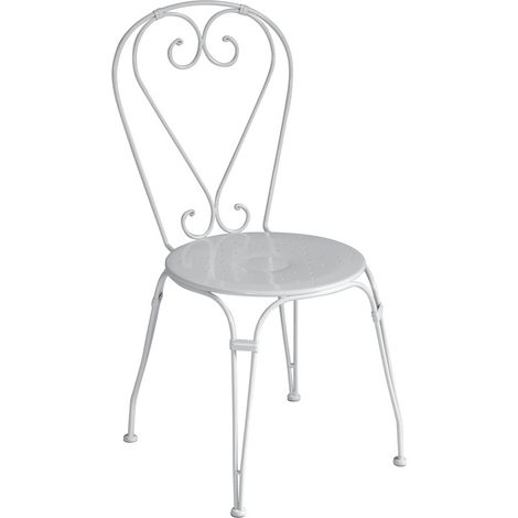 Set 4 Sedie Bar e Giardino Shabby Chic Color Bianco Avorio Sedie per Esterni Sedie Giardino Impilabili (1/3)
