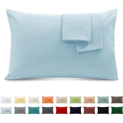 Taie d'oreiller 100 % coton, 48 cm x 74 cm (18,90 pouces x 29,13 pouces) (lot de 2) Taie d'oreiller en maille de coton unie (1/5)