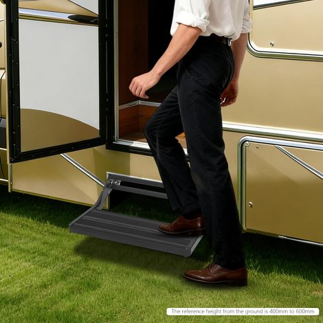 Trittstufe für Wohnmobil 550x210mm – Einstiegsstufe aus Aluminiumlegierung mit 200kg Tragkraft, für Wohnwagen, Anhänger & Kastenwagen – Einfache Unterbodenmontage (1/5)