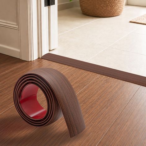 Barre de Seuil Adhesive, Seuil de Porte PVC, 2 m x 5 cm, Marron (1/5)