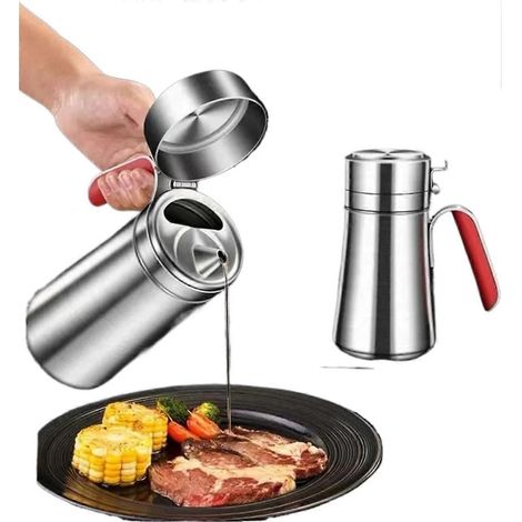 Distributeur de condiments pour cuisine pot à huile en acier inoxydable 800 ml (1/4)