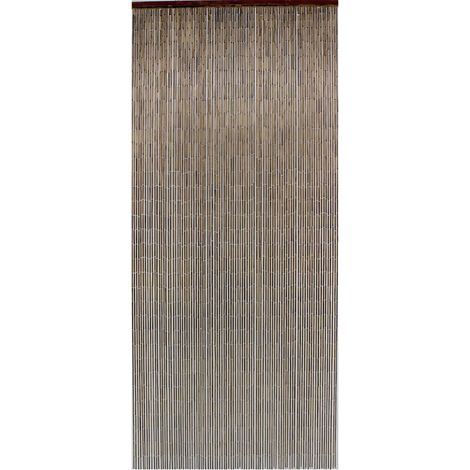 Rideau de porte en bambou verni acajou 90x200 cm – 99 bandes articulées – Prêt à poser – Pour séparation d'espaces intérieurs – Morel (1/5)