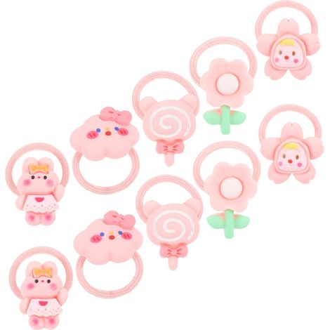 Soft Dog Hair Ties Made of Resin and Nylon, 10-Piece Set, Cute Accessories for Parties and Pet Grooming (1/5)