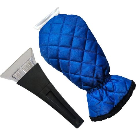 Raschietto per ghiaccio con guanto per auto, SUV e furgoni, raschietto per ghiaccio resistente per sbrinare parabrezza e finestrini dell'auto, ideale per l'inverno contro ghiaccio e neve - Blu