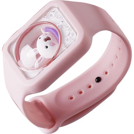 Bracelet anti-moustiques Lebeibei aux huiles essentielles de plantes pour enfants et bébés, montre anti-moustiques d'extérieur, bracelet en silicone, rose girly (1/5)