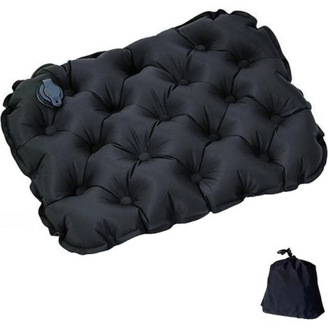 1 Coussin de siège gonflable, Nylon imperméable, Sac de transport inclus, Léger 70g, Camping, Stade, Avion, Randonnée (1/5)