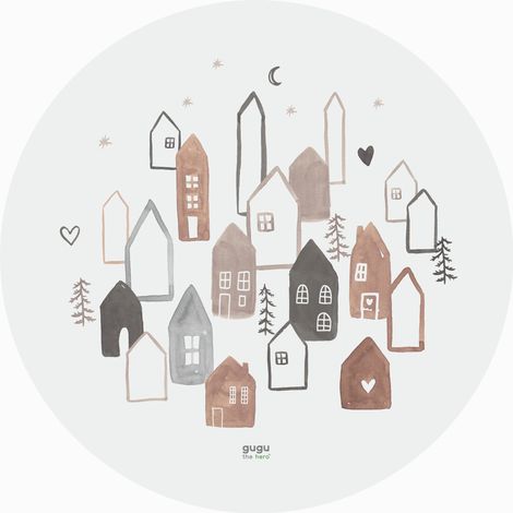 Tapis en caoutchouc Scandi Town Circle (1/4)