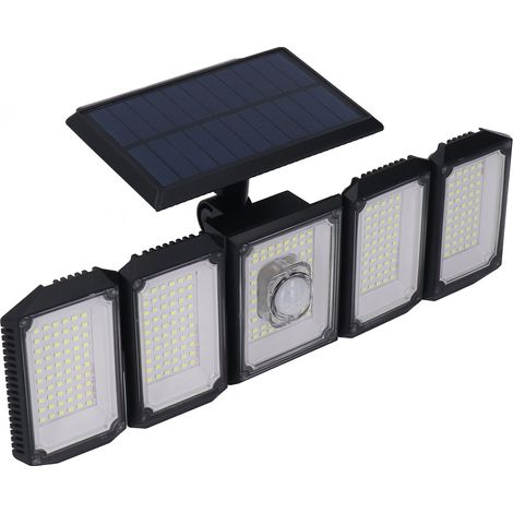 Lampe solaire extérieure à 5 têtes, étanche IP65, à induction infrarouge, 300 LED, applique murale pour jardin (1/5)