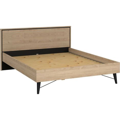 Dmora - Letto matrimoniale Kintamo, Sommier per camera da letto, Giroletto per stanza, Struttura porta materasso, 207x173 h91 cm, Rovere