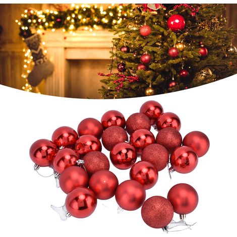 Weihnachtskugeln [Typ] 24 Stück Durchmesser 58 mm Christbaumschmuck Glänzend Glitzernd Rot [Beschreibung] (1/5)