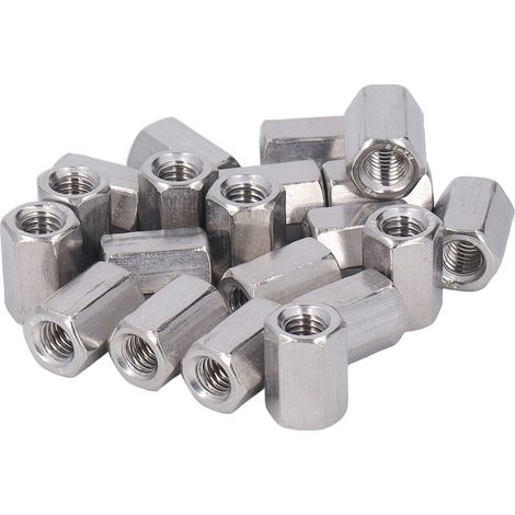 20-teiliges Sechskant-Kupplungsmuttern-Set, Verbinder aus Edelstahl 304, Industriebefestigungselement M6x1,0, 10 Stück, L15 mm (1/5)