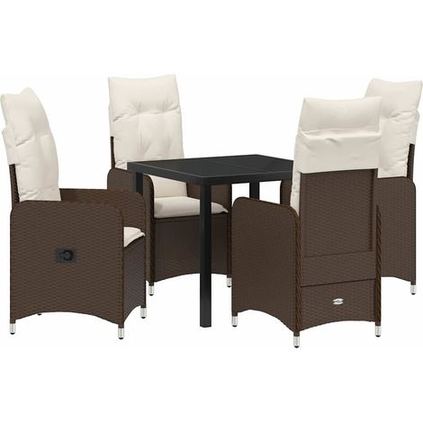 Maison Exclusive - Garten Essgruppe 5 pcs Braun Poly-Rattan (1/5)