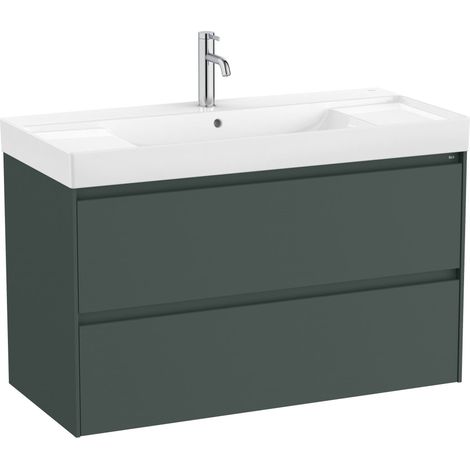 Pack Unik mueble base de 2 cajones + lavabo ONA - ROCA Color: Verde mate