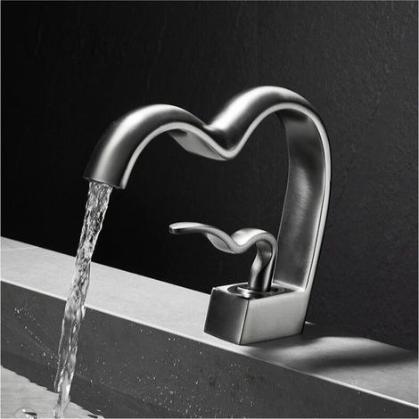 Moderne Wasserfall-Waschtischarmatur, Wasserfall-Waschtischmischer, Wasserfall-Waschtischarmatur, Waschtischarmaturen für Herz