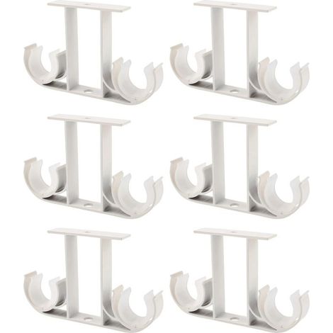 6 Pack Aluminum Alloy Curtain Rod Brackets for 23-26mm Curtain Rod (White) (1/5)