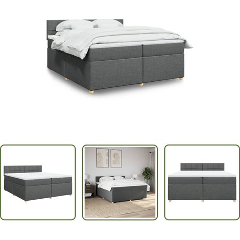 Matratze - Boxspringbett mit Matratze Dunkelgrau 200x200 cm Stoff (1/5)