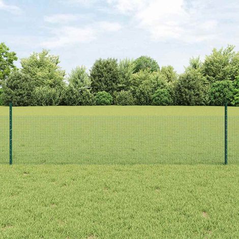 Zaun mit Pfosten Grün 0,5 x 10 m Stahl