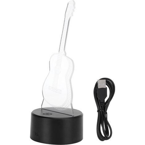 Lampada notturna a LED 3D a forma di chitarra con 7 colori e interruttore, lampada da scrivania, decorazione per la casa