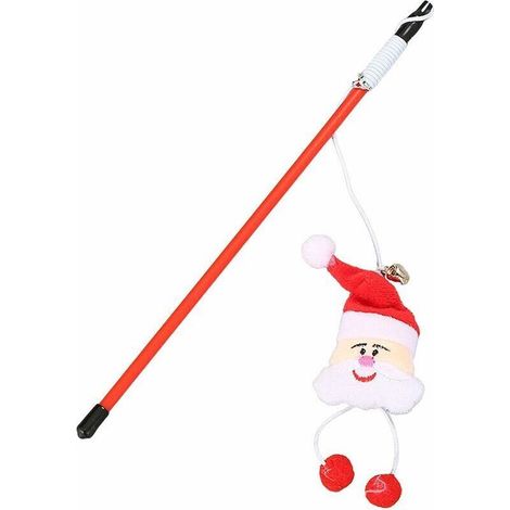 1 Canne à pêche pour chat, jouet interactif, corde ajustable, poignée antidérapante, série de Noël, intérieur (1/5)